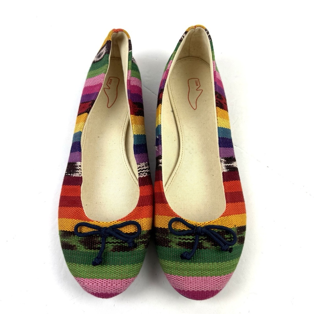 2568 Valerina Ballet Flats 7.5 Boho Colorful Guatemala Textile Brand New‎